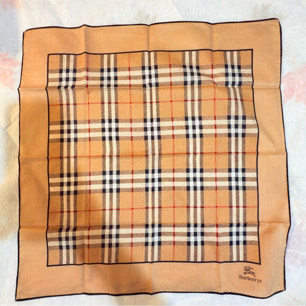Burberry Tan Plaid Men's Handkerchief cotton